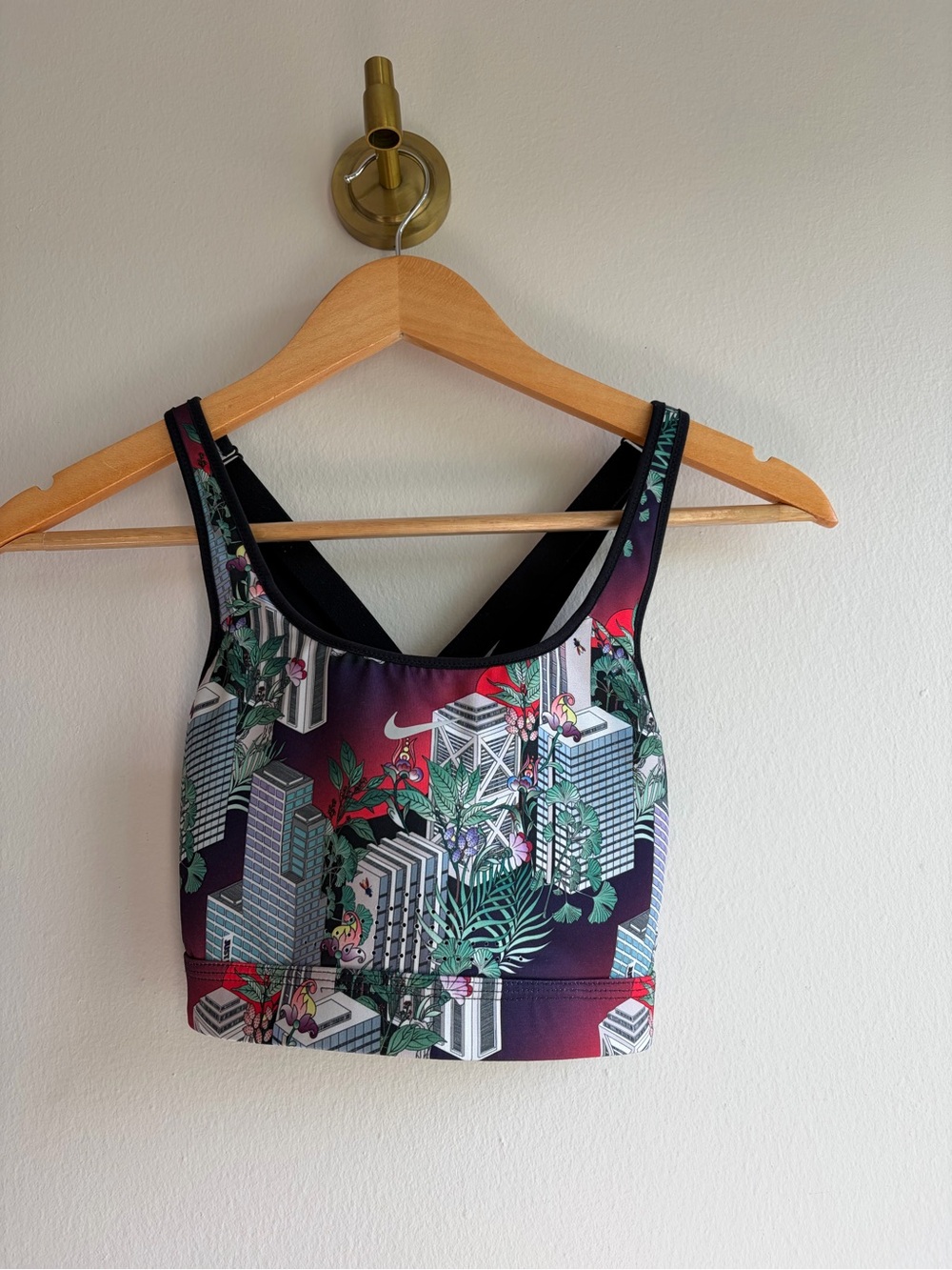 Nike Purple Teal Floral City Print Sports Bra